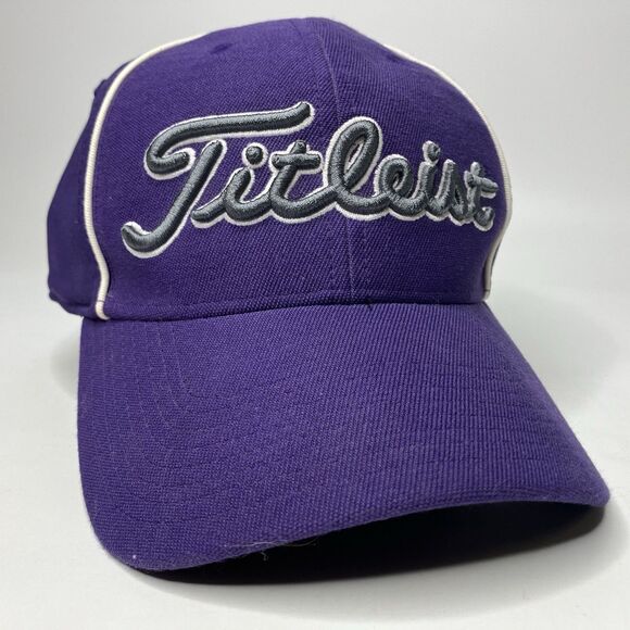 Titleist Golf Hat Cap  L/XL Purple Fitted  A-Flex Stretch Embroidered Spellout - Picture 1 of 10